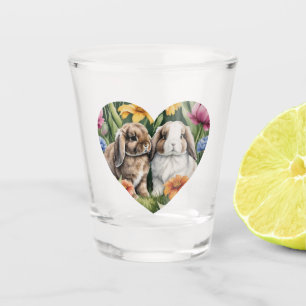 Two Little Lop Bunny rabbits Shot Glass