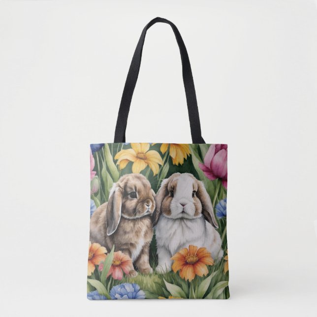 Two Little Lop Bunny rabbits Tote Bag (Front)