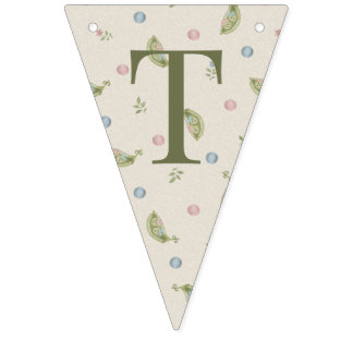 Two Little Peas Twin Baby Shower Bunting Banner