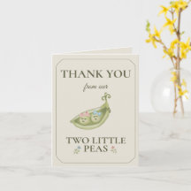 Two Little Peas Twin Baby Shower Thank You Card