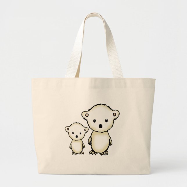 Two Little Polar Bears Large Tote Bag (Front)