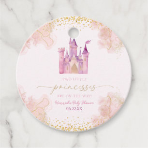 Two Little Princesses Castle Twins Baby Shower Favour Tags