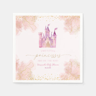 Two Little Princesses Castle Twins Baby Shower Napkin