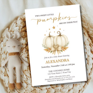 Two Little Pumpkins Boho Chic Twin Baby Shower Invitation