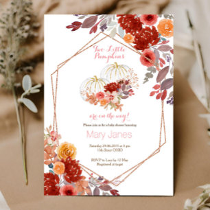 Two little pumpkins invitation Twin Marsala