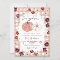 Two Little Pumpkins Pink Floral Twin Baby Shower