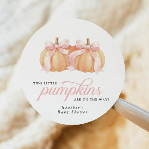 Two Little Pumpkins Twin Baby Shower Classic Round Sticker