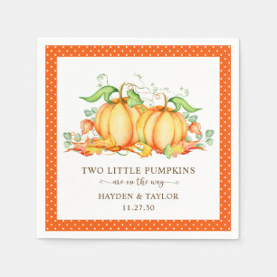 Two Little Pumpkins Twin Baby Shower Napkin