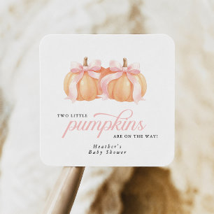 Two Little Pumpkins Twin Baby Shower Square Sticker