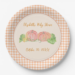 Two Little Pumpkins Twins Autumn Baby Shower Paper Plate