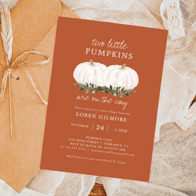 Two Little Pumpkins Twins Baby Shower Invitation (Creator Uploaded)