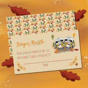 Two Little Raccoons Diaper Raffle Enclosure Card