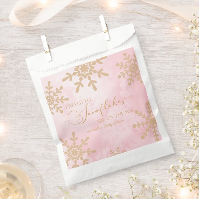 Two Little Snowflakes Winter Twins Baby Shower Favour Bags (Clipped)