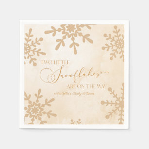 Two Little Snowflakes Winter Twins Baby Shower Napkin