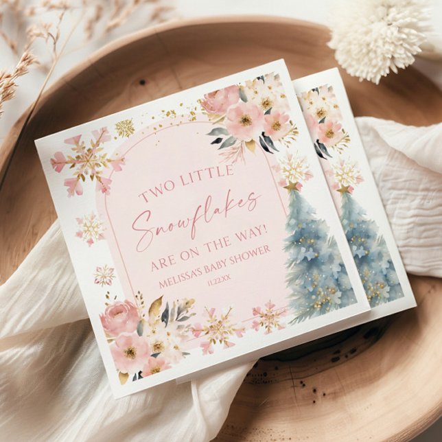 Two Little Snowflakes Winter Twins Baby Shower  Napkin (Creator Uploaded)
