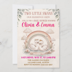 Two Little Swan Baby Shower  Invitation