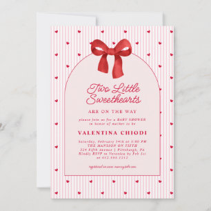 Two Little Sweethearts Valentine Baby Shower  Invitation