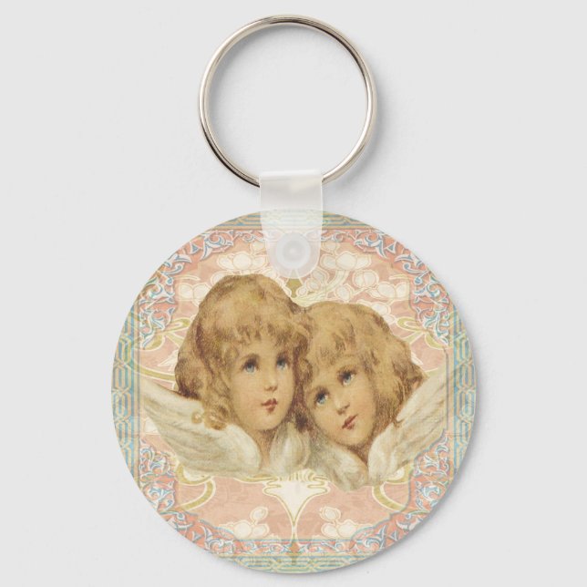 Two Little Vintage Angels Key Ring (Front)
