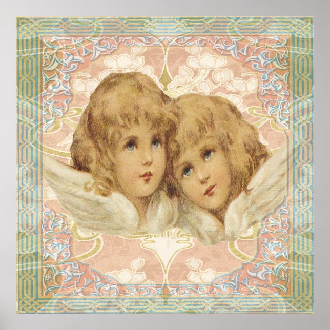 Two Little Vintage Angels Poster (Front)