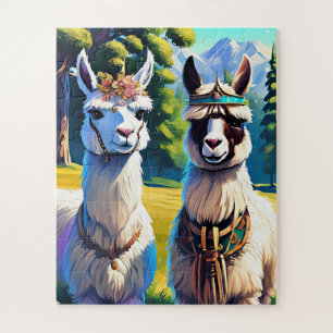 Two llamas stand side by side children's jigsaw puzzle