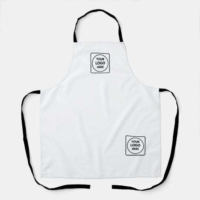 Two Logo Modern White Business Branding Design Apron (Front)
