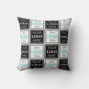 Two Logos Event White Simple Backdrop Cushion