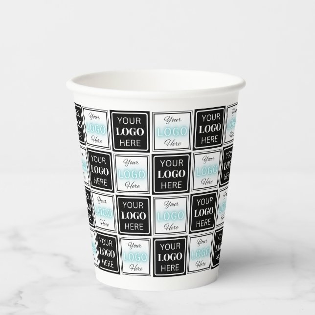 Two Logos Event White Simple Backdrop Paper Cups (Front)