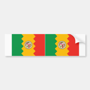TWO Los Angeles Flag Bumper Sticker