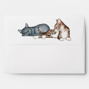 Two Lounging Cats Personalised Envelope
