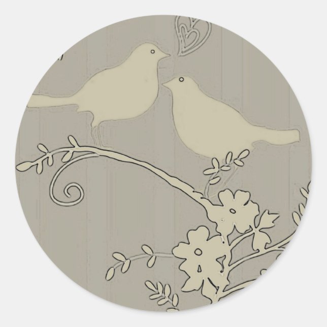 Two Love Birds ~ Classic Round Sticker (Front)