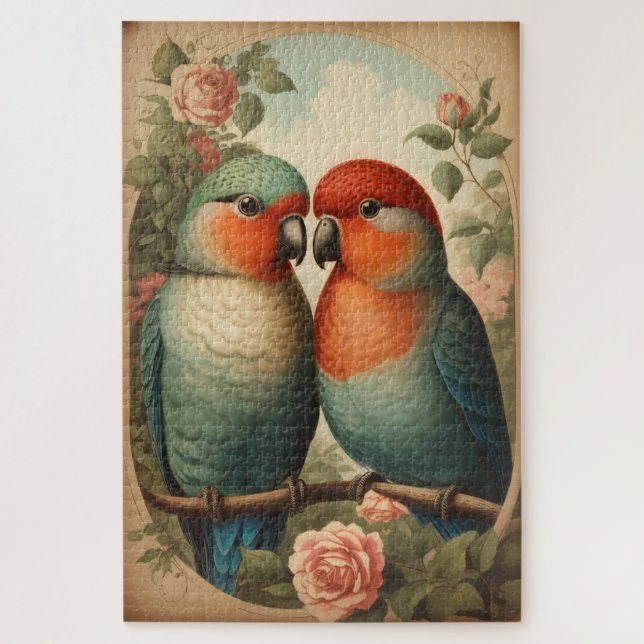Two Love Birds Vintage Jigsaw Puzzle (Vertical)