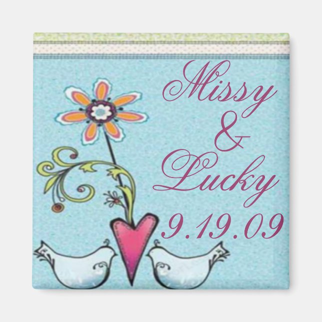 Two Lovebirds Save the Date Magnet (Front)