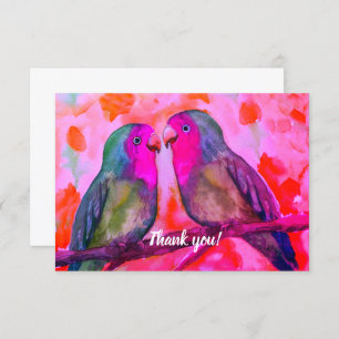 two lovebirds thank you card