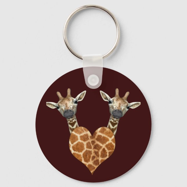 Two Lovely Giraffes Key Ring (Front)