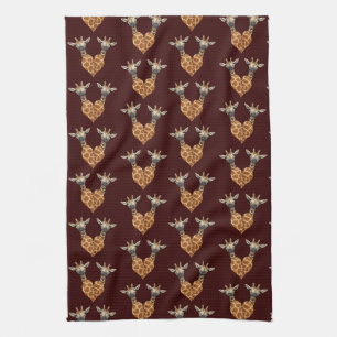 Two Lovely Giraffes Tea Towel