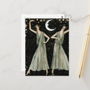 Two Lovely Ladies Dance in the Moonlight Postcard