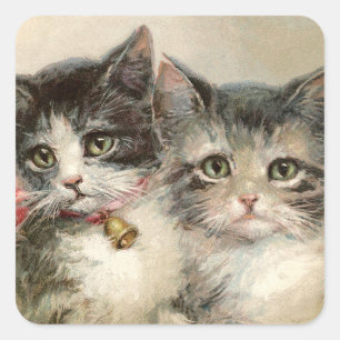 Two lovely Victorian kittens Square Sticker