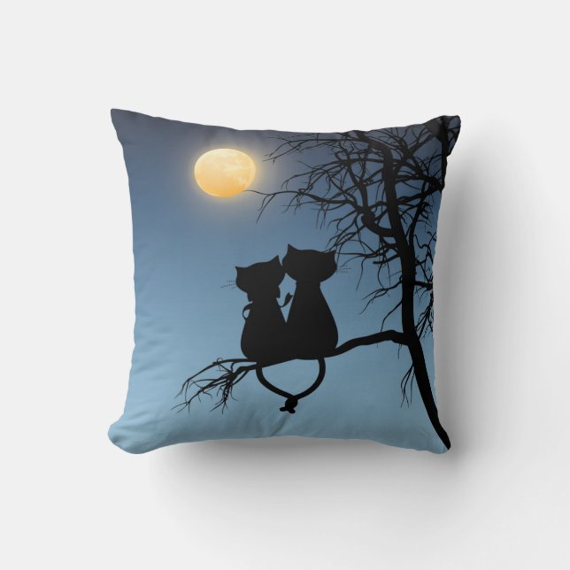 Two Lovers Cat Grade A Cotton Throw Pillow 16¤16 (Front)