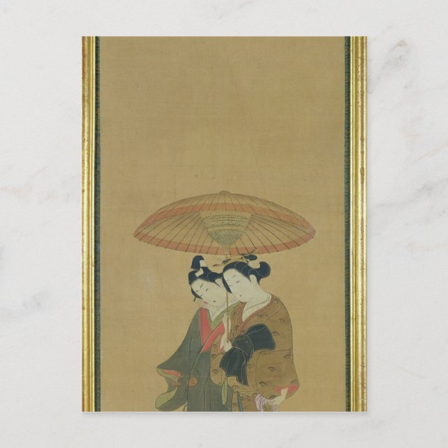 Two Lovers under an Umbrella Postcard (Front)