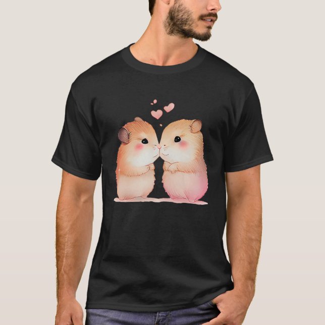 Two Loving Hamsters In Love Heart Valentine's Day  T-Shirt (Front)