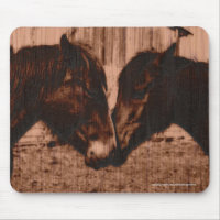 Two Loving Horses Wood-burning effect Equine Image