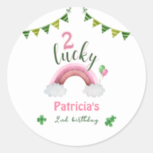 Two Lucky 2nd Birthday Classic Round Sticker