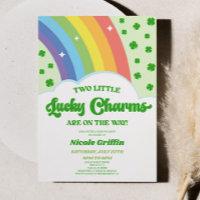 Two Lucky Charms Rainbow Clover Twins Baby Shower