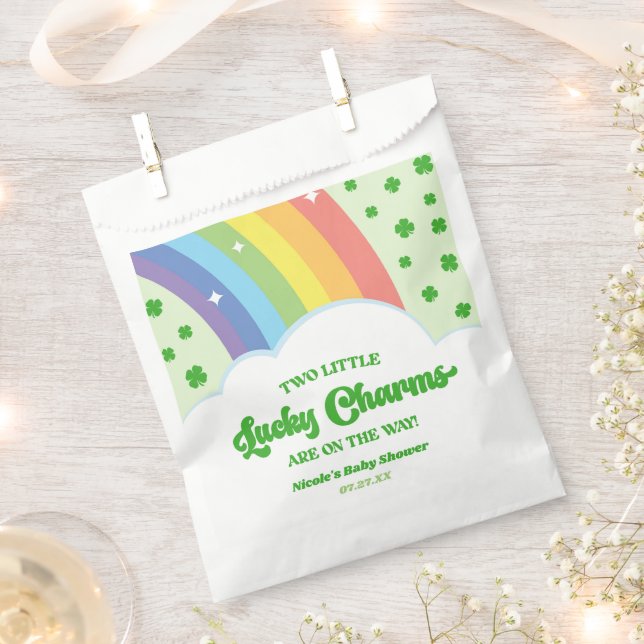Two Lucky Charms Rainbow Twins Baby Shower Favour Bags (Clipped)