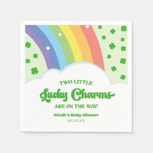 Two Lucky Charms Rainbow Twins Baby Shower Napkin