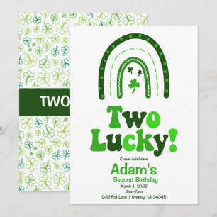 Two Lucky Shamrock Birthday  Invitation