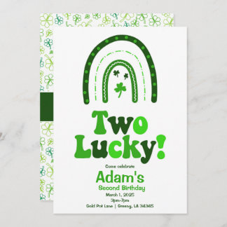 Two Lucky Shamrock Birthday Invitation