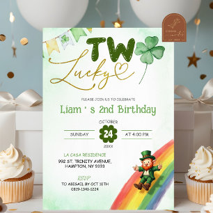 Two Lucky St Patricks Birthday Invitation