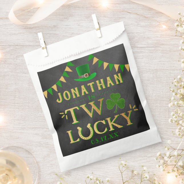 Two Lucky St. Patrick's Day 2nd Birthday Favour Bags (Clipped)