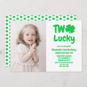 Two Lucky St Patrick's Day 2nd Birthday Invitation